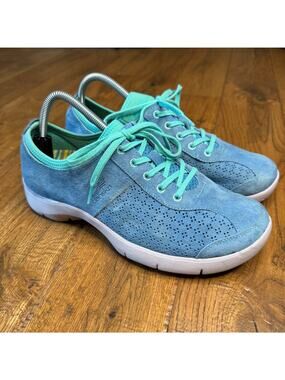 Dansko Elise Blue Suede Mint Trim Sneakers Walking Shoes Size 41 EU • 10 US